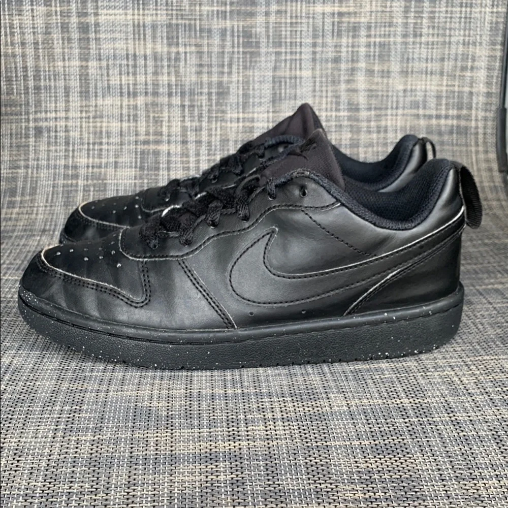 Nike Court Borough Low Recraft Black Leather Sneakers Big Kids' Shoes size 4